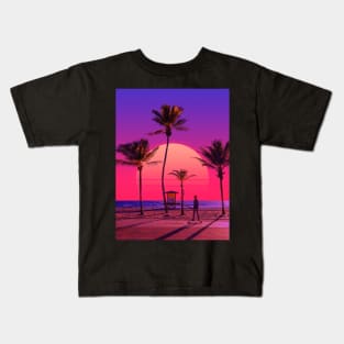 Vaporwave Sunset VI Kids T-Shirt